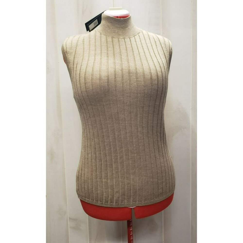 Banana Republic Sleeveless Top, Large, High Neck, 100% Merino Wool, Brown, NWT